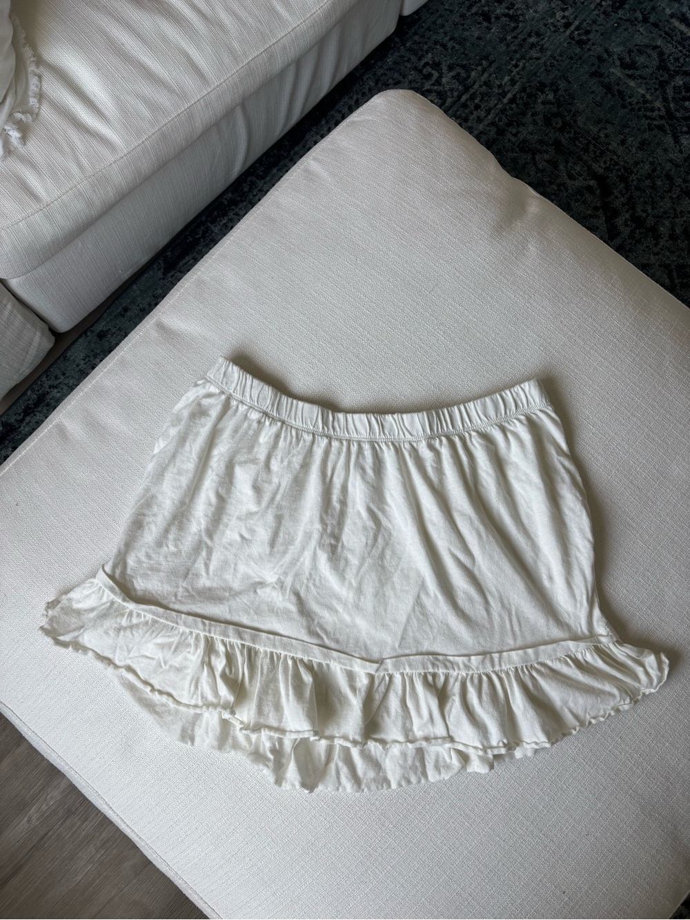 Free people white ruffle mini skirt